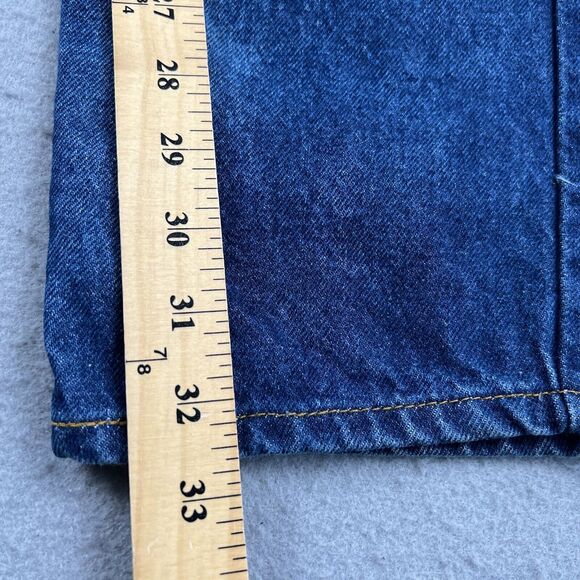 Levis 505 Orange Tab Mid Rise Dark Wash Distressed Denim‎ Blue Jeans Mens 36x32 - Picture 10 of 16